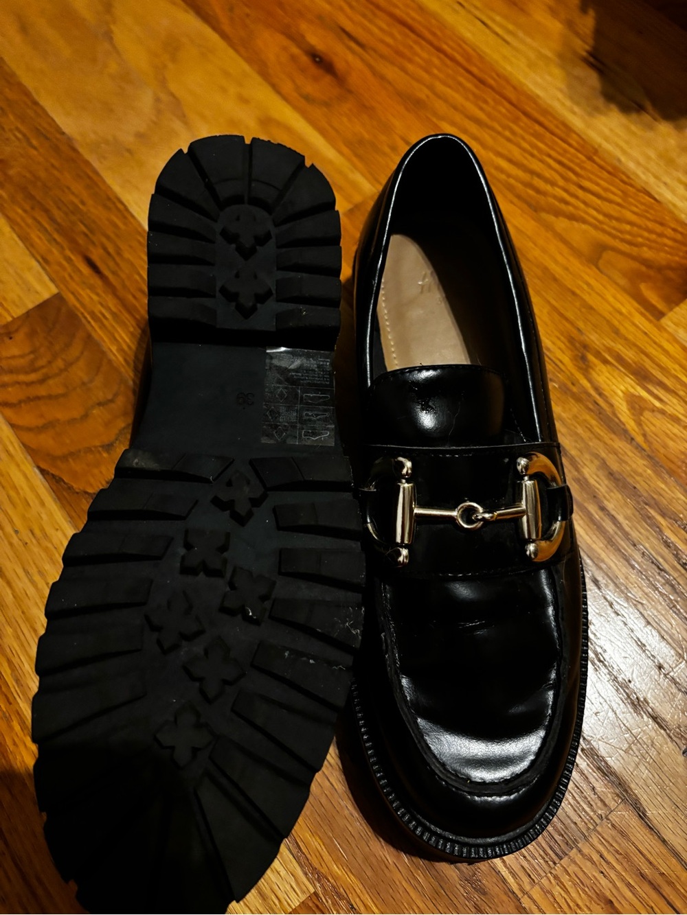 Black Women's Leather Horsebit Loafers - Picture 6 of 6